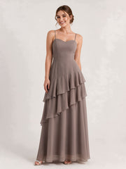 Tiered Ruffle Sweetheart Gown with Lace-Up Back Dusk