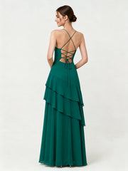 Tiered Ruffle Sweetheart Gown with Lace-Up Back Emerald