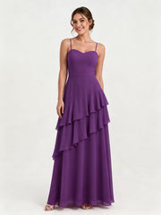 Tiered Ruffle Sweetheart Gown with Lace-Up Back Grape