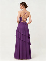 Tiered Ruffle Sweetheart Gown with Lace-Up Back Grape