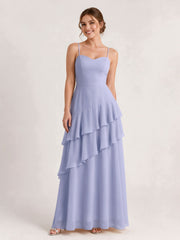 Tiered Ruffle Sweetheart Gown with Lace-Up Back Lavender