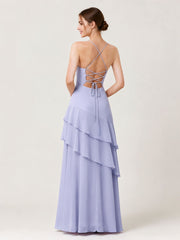 Tiered Ruffle Sweetheart Gown with Lace-Up Back Lavender