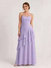 Tiered Ruffle Sweetheart Gown with Lace-Up Back Lilac
