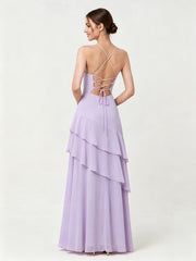 Tiered Ruffle Sweetheart Gown with Lace-Up Back Lilac