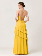 Tiered Ruffle Sweetheart Gown with Lace-Up Back Marigold