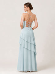 Tiered Ruffle Sweetheart Gown with Lace-Up Back Mist