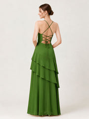 Tiered Ruffle Sweetheart Gown with Lace-Up Back Moss