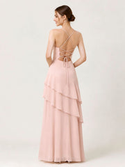 Tiered Ruffle Sweetheart Gown with Lace-Up Back Pearl Pink