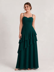 Tiered Ruffle Sweetheart Gown with Lace-Up Back Pine
