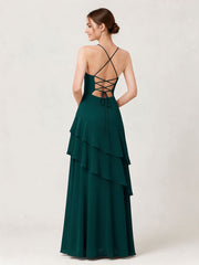 Tiered Ruffle Sweetheart Gown with Lace-Up Back Pine