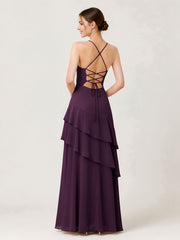 Tiered Ruffle Sweetheart Gown with Lace-Up Back Plum
