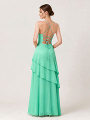 Tiered Ruffle Sweetheart Gown with Lace-Up Back Turquoise