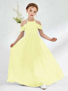 Off-the-shoulder Ruched Junior Bridesmaid Dresses Daffodil