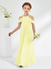 Off-the-shoulder Ruched Junior Bridesmaid Dresses Daffodil