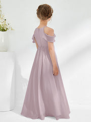 Off-the-shoulder Ruched Junior Bridesmaid Dresses Dusk