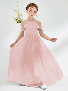 Off-the-shoulder Ruched Junior Bridesmaid Dresses Dusty Rose