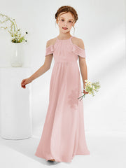 Off-the-shoulder Ruched Junior Bridesmaid Dresses Dusty Rose