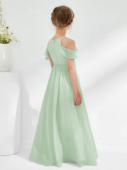 Off-the-shoulder Ruched Junior Bridesmaid Dresses Dusty Sage