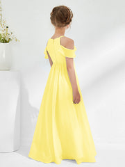Off-the-shoulder Ruched Junior Bridesmaid Dresses Lemon