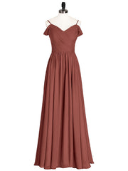 Chiffon Bridesmaid Dress with Pleated Bodice-Terracotta