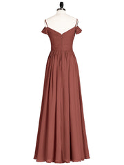 Chiffon Bridesmaid Dress with Pleated Bodice-Terracotta