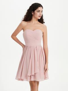 Strapless Sweetheart Neck Mini Dresses-Dusty Rose