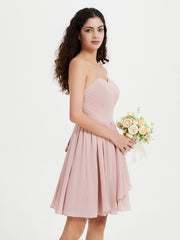 Strapless Sweetheart Neck Mini Dresses-Dusty Rose