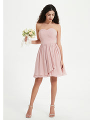 Strapless Sweetheart Neck Mini Dresses-Dusty Rose