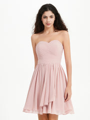 Strapless Sweetheart Neck Mini Dresses-Dusty Rose