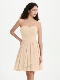 Strapless Sweetheart Neck Mini Dresses-Champagne