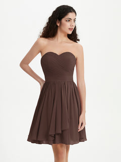 Strapless Sweetheart Neck Mini Dresses-Chocolate Plus Size