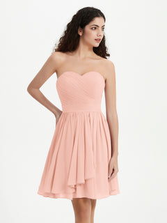 Strapless Sweetheart Neck Mini Dresses-Coral