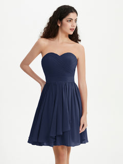 Strapless Sweetheart Neck Mini Dresses-Dark Navy Plus Size