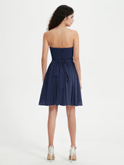 Strapless Sweetheart Neck Mini Dresses-Dark Navy