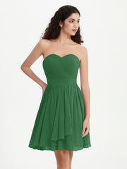 Strapless Sweetheart Neck Mini Dresses-Emerald Plus Size