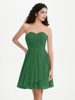 Strapless Sweetheart Neck Mini Dresses-Emerald