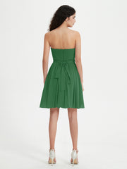 Strapless Sweetheart Neck Mini Dresses-Emerald