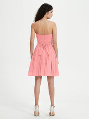 Strapless Sweetheart Neck Mini Dresses-Flamingo