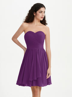 Strapless Sweetheart Neck Mini Dresses-Grape