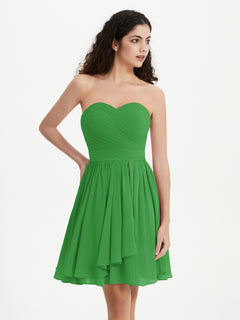 Strapless Sweetheart Neck Mini Dresses-Green