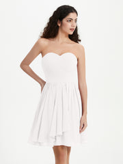 Strapless Sweetheart Neck Mini Dresses-Ivory