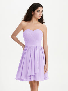 Strapless Sweetheart Neck Mini Dresses-Lilac