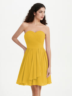 Strapless Sweetheart Neck Mini Dresses-Marigold