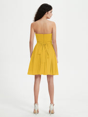 Strapless Sweetheart Neck Mini Dresses-Marigold