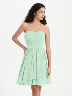 Strapless Sweetheart Neck Mini Dresses-Mint Green