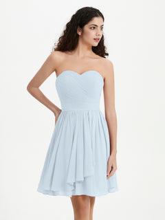 Strapless Sweetheart Neck Mini Dresses-Mist