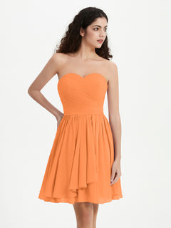 Strapless Sweetheart Neck Mini Dresses-Orange