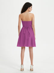Strapless Sweetheart Neck Mini Dresses-Orchid