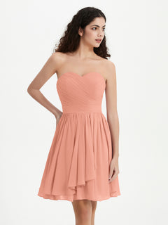 Strapless Sweetheart Neck Mini Dresses-Papaya