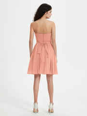 Strapless Sweetheart Neck Mini Dresses-Papaya
